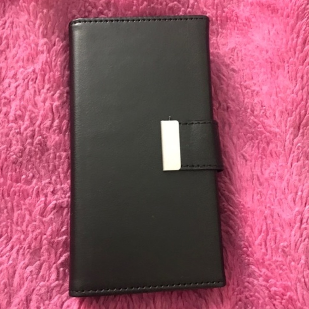 iPhone 7 Plus Black Faux Leather Wallet Case